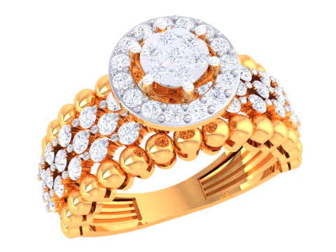 Modelo de joyer&iacute;a 3D imprimible del anillo de diamantes Lady Modelo 3D