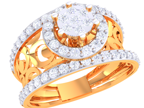Printable 3D jewelry model of Lady diamond ring 3D मॉडल