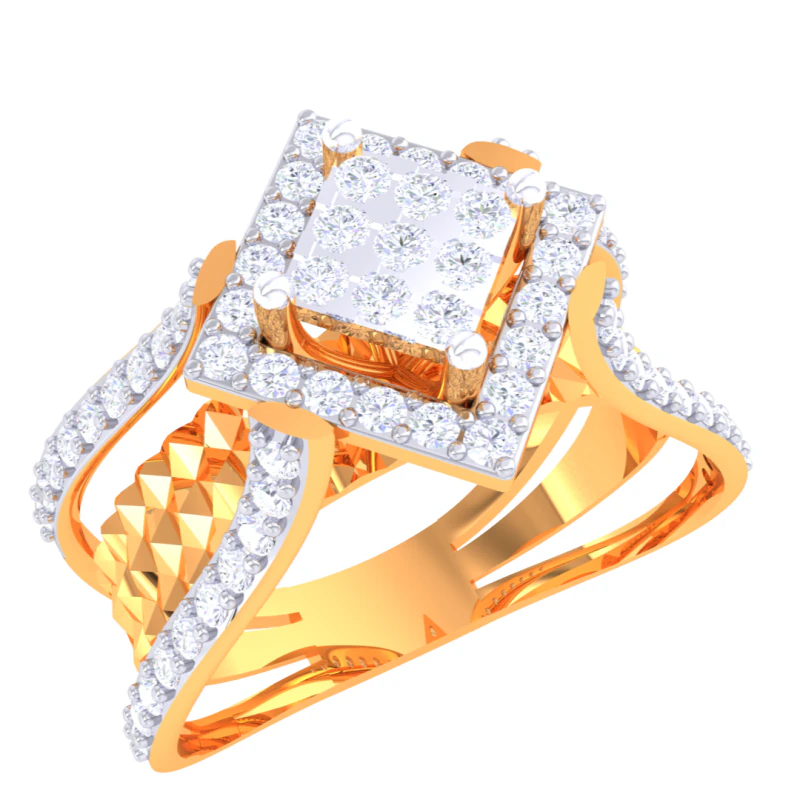 3D-модель ювелирного кольца Lady с бриллиантом для печати 3D Модель .c4d .max .obj .3ds .fbx .stl .blend