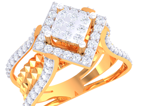 Printable 3D jewelry model of Lady diamond ring 3D Model