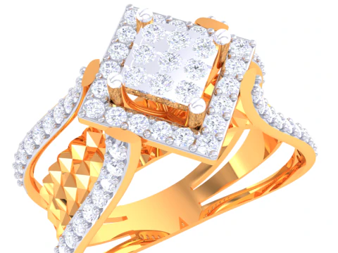 3D-модель ювелирного кольца Lady с бриллиантом для печати 3D Модель