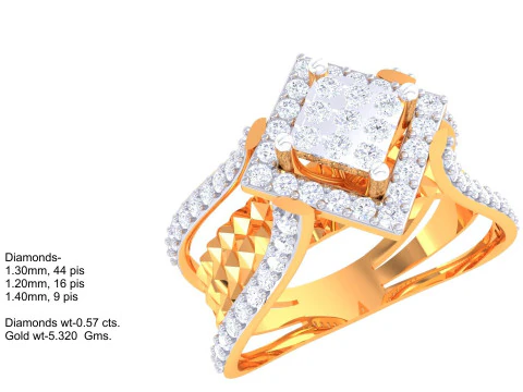 3D-модель ювелирного кольца Lady с бриллиантом для печати 3D Модель