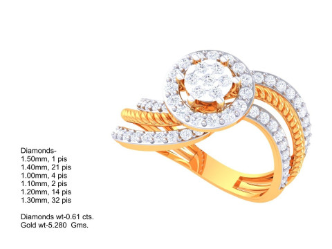Printable 3D jewelry model of Lady diamond ring 3D Model