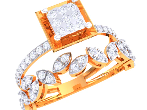 3D-модель ювелирного кольца Lady с бриллиантом для печати 3D Модель