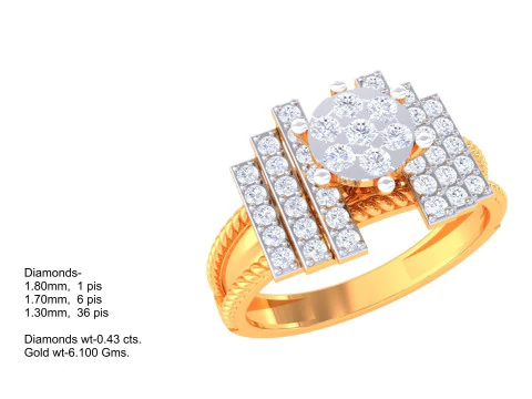 Printable 3D jewelry model of Lady diamond ring 3D Model