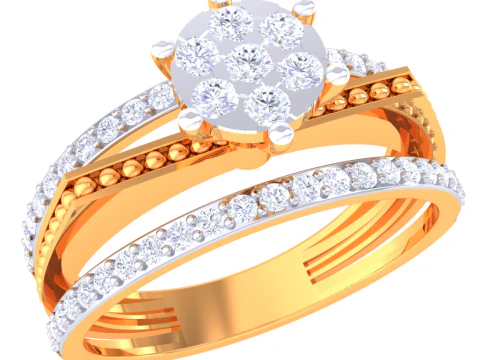 Printable 3D jewelry model of Lady diamond ring 3D Model