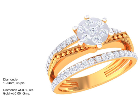 Printable 3D jewelry model of Lady diamond ring Model 3D