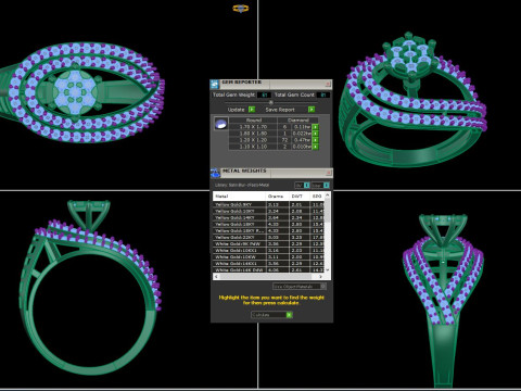 Printable 3D jewelry model of Lady diamond ring Modello 3D