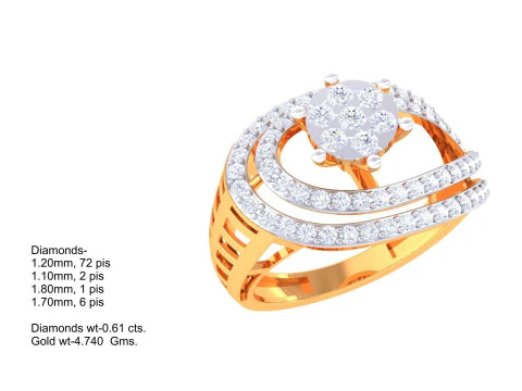 Printable 3D jewelry model of Lady diamond ring 3D Model