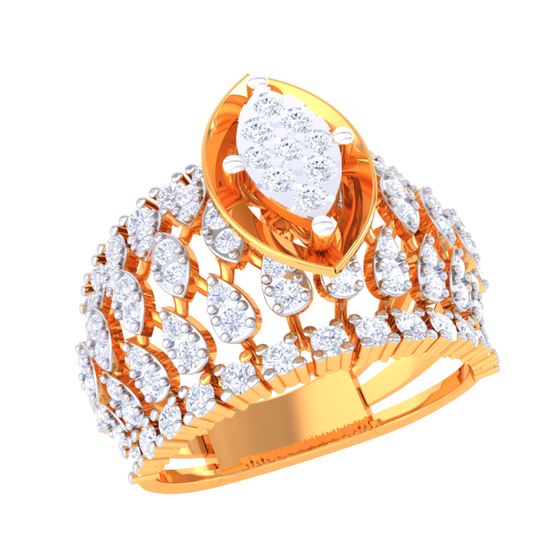 Printable 3D jewelry model of Lady diamond ring 3D मॉडल .c4d .max .obj .3ds .fbx .stl .blend