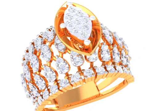 Printable 3D jewelry model of Lady diamond ring 3D Model