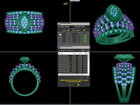 Printable 3D jewelry model of Lady diamond ring 3D मॉडल