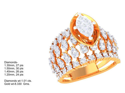 Printable 3D jewelry model of Lady diamond ring 3D मॉडल