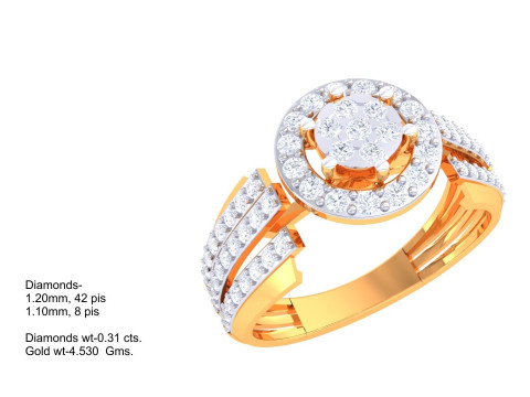 Printable 3D jewelry model of Lady diamond ring 3D Model