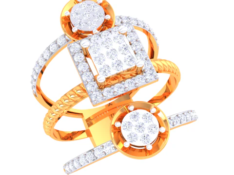 Bayan pırlanta yüzüğün yazdırılabilir 3D takı modeli 3D Model