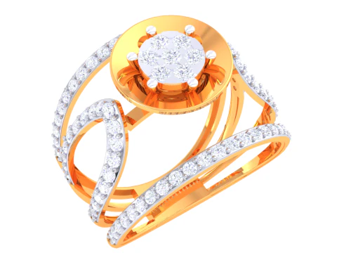 Printable 3D jewelry model of Lady diamond ring 3D Model