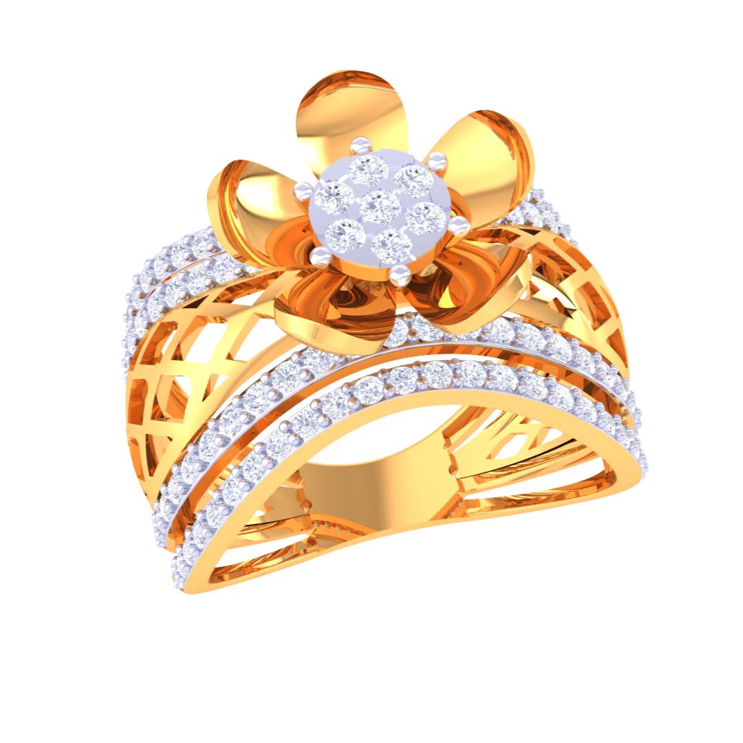 Printable 3D jewelry model of Lady diamond ring 3D Model .c4d .max .obj .3ds .fbx .stl .blend