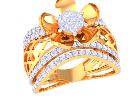 Printable 3D jewelry model of Lady diamond ring 3D Modell