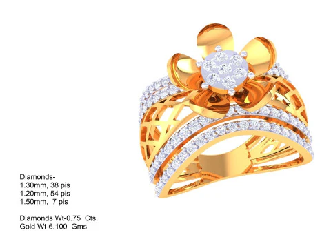 Printable 3D jewelry model of Lady diamond ring 3D Model