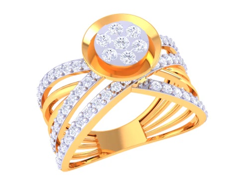 Тривимірна ювелірна модель жіночої каблучки з діамантом для друку 3D Модель