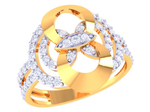 Printable 3D jewelry model of Lady diamond ring 3D Model