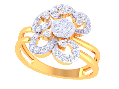 Modello di gioiello stampabile in 3D dell'anello con diamante Lady Modello 3D