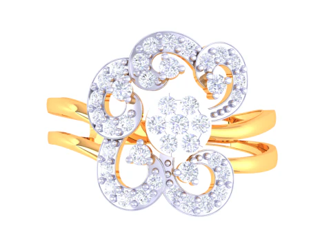 Modello di gioiello stampabile in 3D dell'anello con diamante Lady Modello 3D