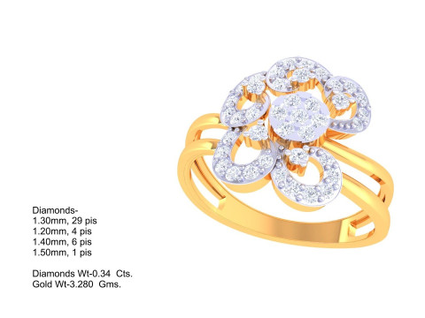 Printable 3D jewelry model of Lady diamond ring 3D Model