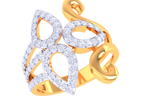 Modello di gioiello stampabile in 3D dell'anello con diamante Lady Modello 3D