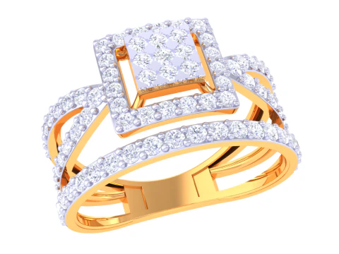 Modello di gioiello stampabile in 3D dell'anello con diamante Lady Modello 3D