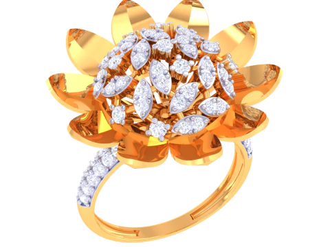 Printable 3D jewelry model of Lady diamond ring 3D Model