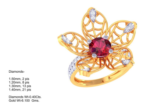 Printable 3D jewelry model of Lady diamond ring Modelo 3D