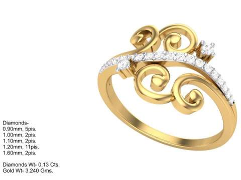 Printable 3D jewelry model of Lady diamond ring 3D Model