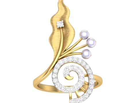 Modelo de joia 3D para impress&atilde;o do anel de diamante Lady Modelo 3D