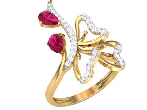 Printable 3D jewelry model of Lady diamond ring Model 3D