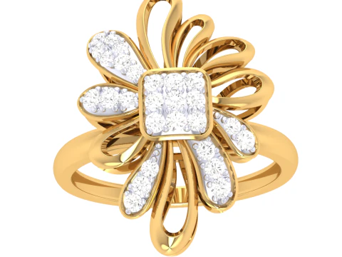 Printable 3D jewelry model of Lady diamond ring 3D Model