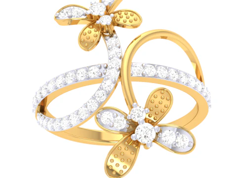 Model biżuterii 3D do druku z diamentowym pierścionkiem Lady Model 3D