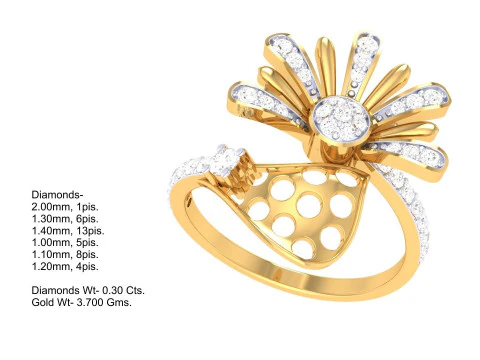 Printable 3D jewelry model of Lady diamond ring 3D Model