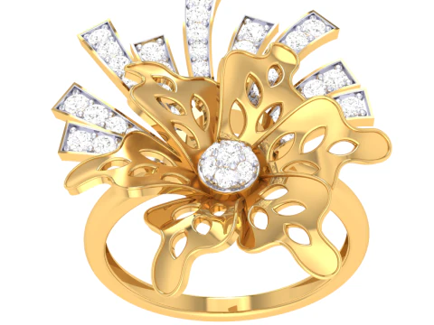 Printable 3D jewelry model of Lady diamond ring 3D Model