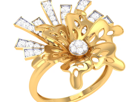 Printable 3D jewelry model of Lady diamond ring 3D Model