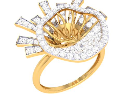Printable 3D jewelry model of Lady diamond ring 3D Model