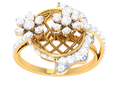 3D-модель ювелирного кольца Lady с бриллиантом для печати 3D Модель