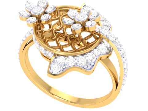 Printable 3D jewelry model of Lady diamond ring 3D 模型