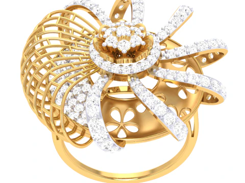 3D-модель ювелирного кольца Lady с бриллиантом для печати 3D Модель