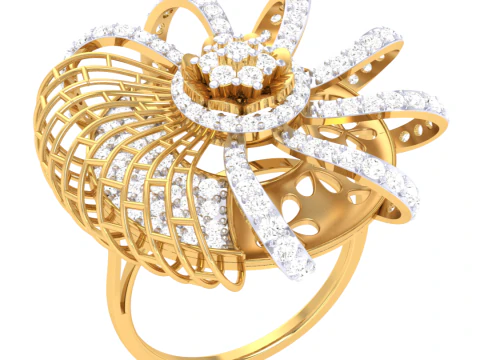 Printable 3D jewelry model of Lady diamond ring 3D Model