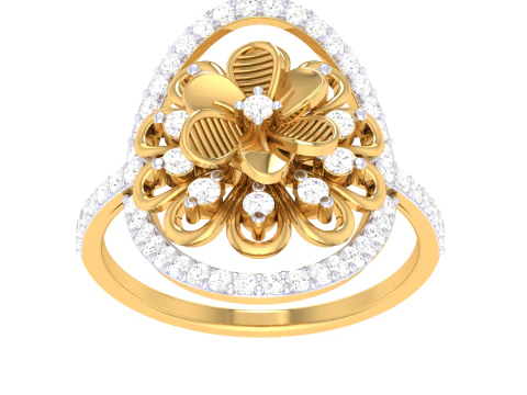 Druckbares 3D-Schmuckmodell eines Damen-Diamantrings 3D Modell