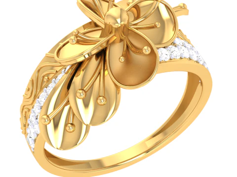 Printable 3D jewelry model of Lady diamond ring 3D Model