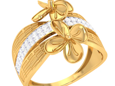 Printable 3D jewelry model of Lady diamond ring 3D Model