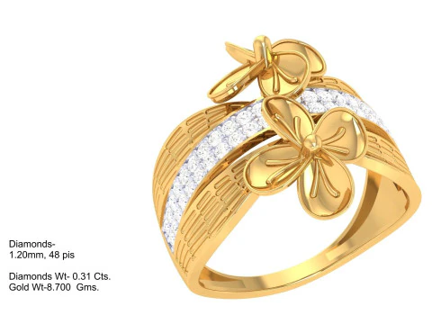 Printable 3D jewelry model of Lady diamond ring 3D Model
