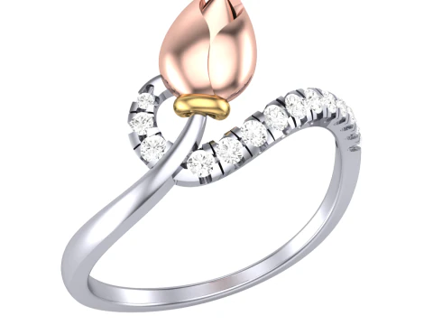 Printable 3D jewelry model of Lady diamond ring 3D Model